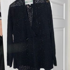 Crochet lane Bryant sweater to wear over cami